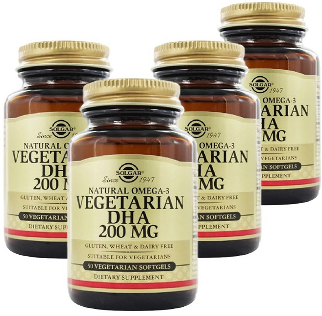 솔가 오메가 3 식물성 DHA 200mg 50정-4 (베지소프트젤) Solgar Natural Omega-3 Vegetarian, 4개, 50정
