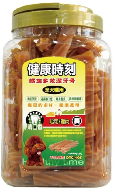 健康時刻 螺旋潔牙骨 桶裝1150g-1350g 全犬種 狗潔牙骨, 1個, 小型犬-起司+雞肉(長)1300g, 1.3kg, 小型犬-起司+雞肉(長)