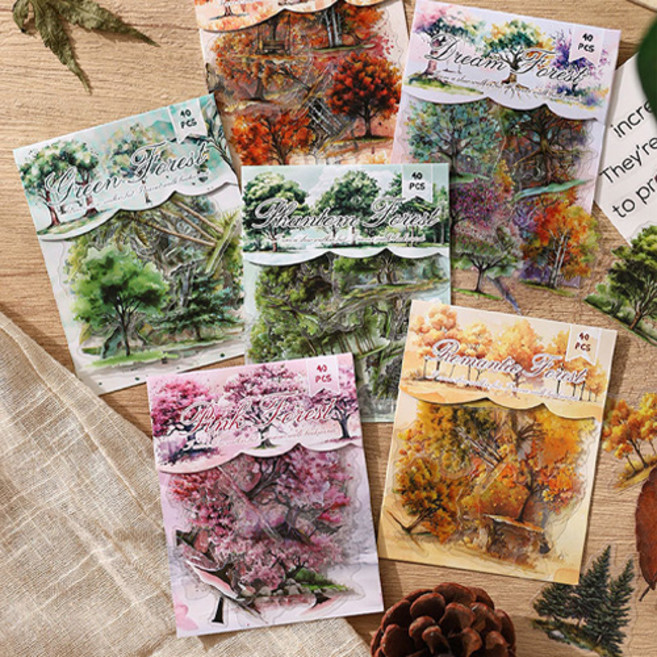 앨리스앤 빈티지다꾸 조경 스티커팩 사계절 나무, 레이트어텀 (HR007)