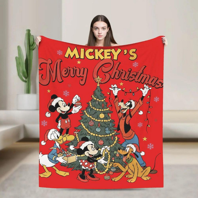 미니 마우스 크리스마스 담요 플리스 가을 미키 경량 소파 사무실용 얇은, 1개, 12. 10 / B. 125x100cm 50x40in