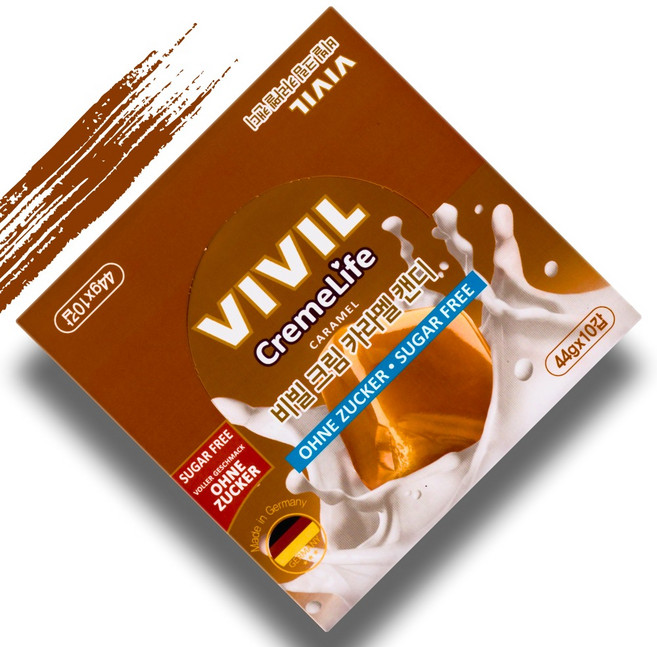 VIVIL 비빌캔디 크림 카라멜 독일 무설탕 캔디 달콤한 카라멜맛 10개(1BOX), 10개, 44g