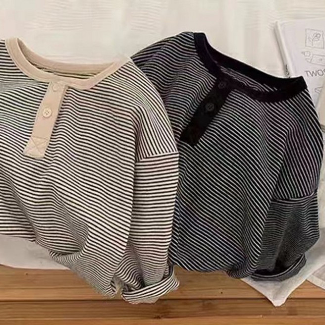 [앙디] F상의 라운드라인버튼 (FE144)_(아동복 아동옷 의류 남아용 공용 봄가을 라운드티 단가라)