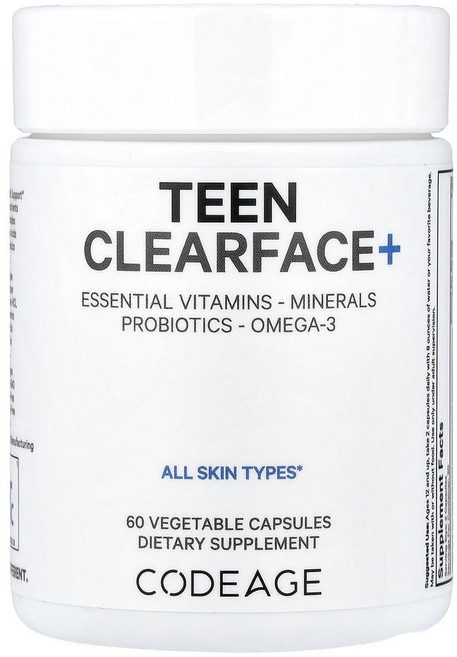 코드에이지 틴 클리어 페이스 비타민 모든 피부 타입용 캡슐 60정, AGE00877, 1개