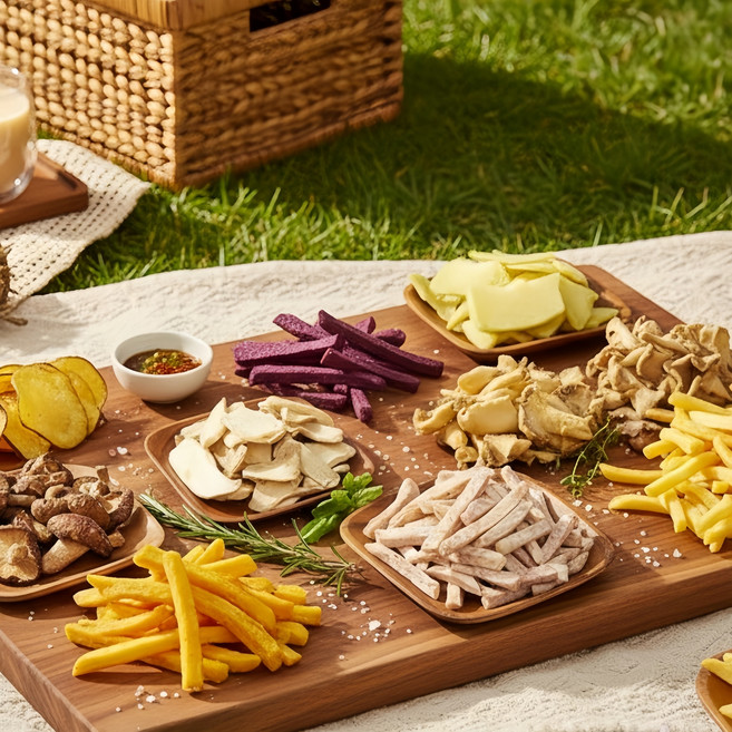 健康本味 1Kg (秋葵 菠蘿蜜 敏豆條 蘋果 紅蘿蔔 紫地瓜 芋頭 甘藷條 南瓜) 素食 零食, 1個, 大包蔬果脆片