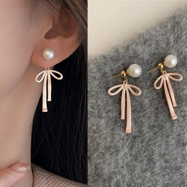 델라미 포인트 여성 진주 리본 귀걸이