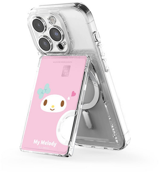 산리오 투명 마그네틱 멀티 스탠드 카드지갑(맥세이프 호환), 1개, 페이스_마이멜로디