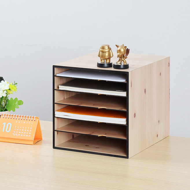 심플 A4 서류정리함, 6단, 우드