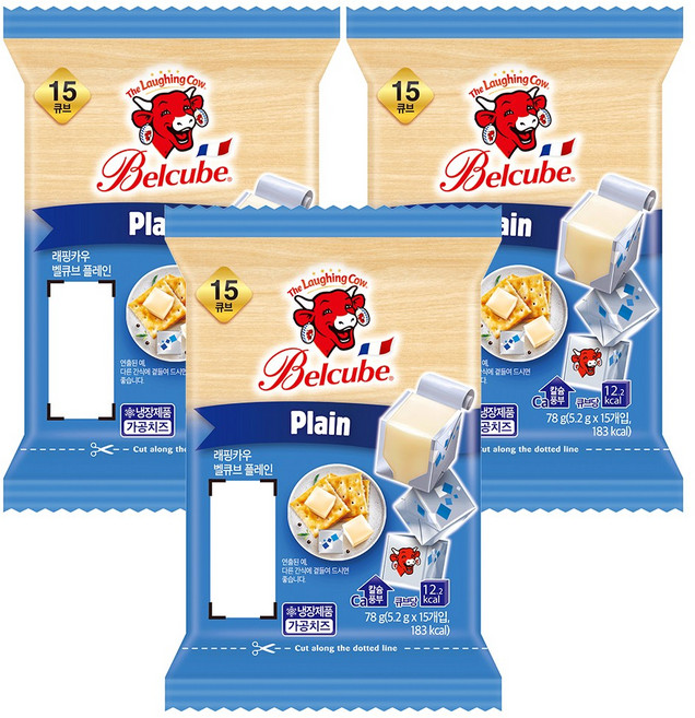 래핑카우 벨큐브 플레인 15큐브, 78g, 3개