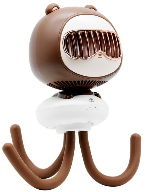 아미토 유모차 선풍기 휴대용 문어발 집게 거치대, 브라운, YM-F62