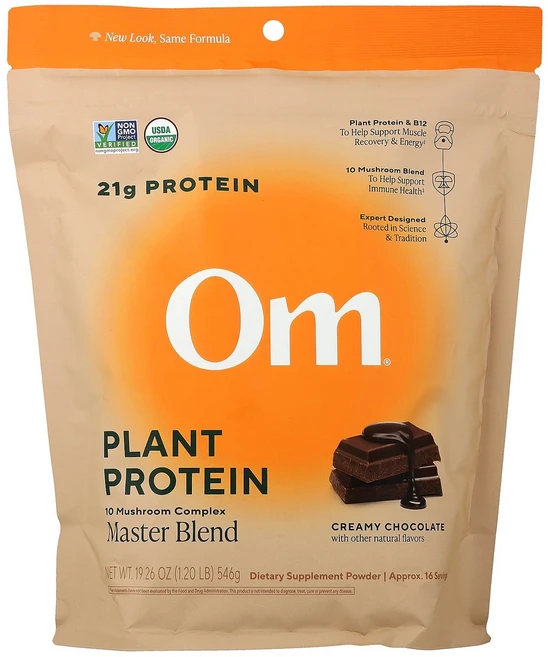 Om Mushrooms Master Blend Plant Protein Creamy Chocolate 1.2 lb 546 g, 546g - 쿠팡