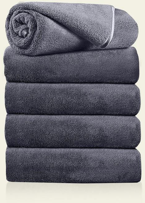 PPEAT 영국 황실호텔 수건 60수 코마사 타월 집들이 선물 세면 타월 집들이 여행용 세면도구 수건 10장 고급 타올, 5개, 다크그레이