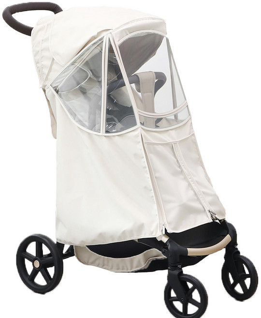 맘네스트 T타입 트라이크 4계절 방풍 레인 커버_타보 트래블러 에이블 스핀 코지 르베르 앨빈 젠 등 호환, 크림, 1개