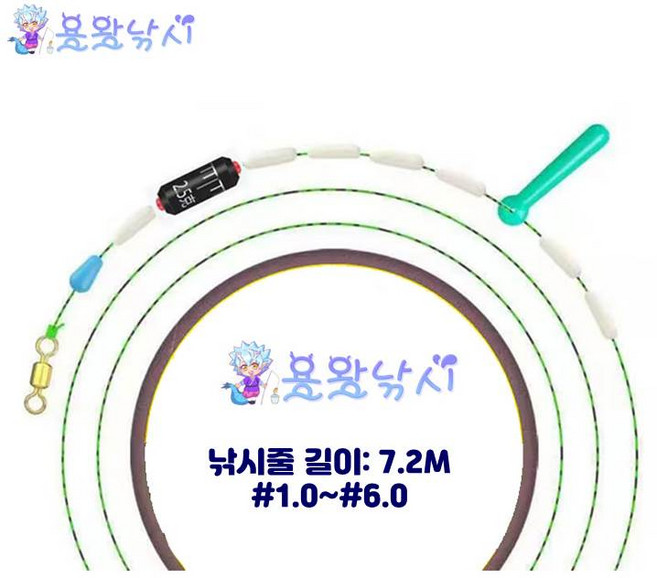 용왕낚시 세팅이 필요없는 원터치 낚시채비 풀세트 위장색 낚시줄 빨강색포장 1세트, 1개