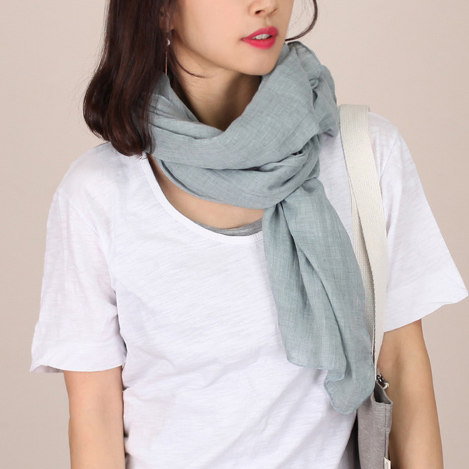 미디엄템포 부드럽고 네추럴한 사계절 무지 롱 스카프 피그먼트 브리즈 / 국내제작 면 레이온 소재로 부드럽고 피부에 편안 봄 가을 검정 블랙 스카프