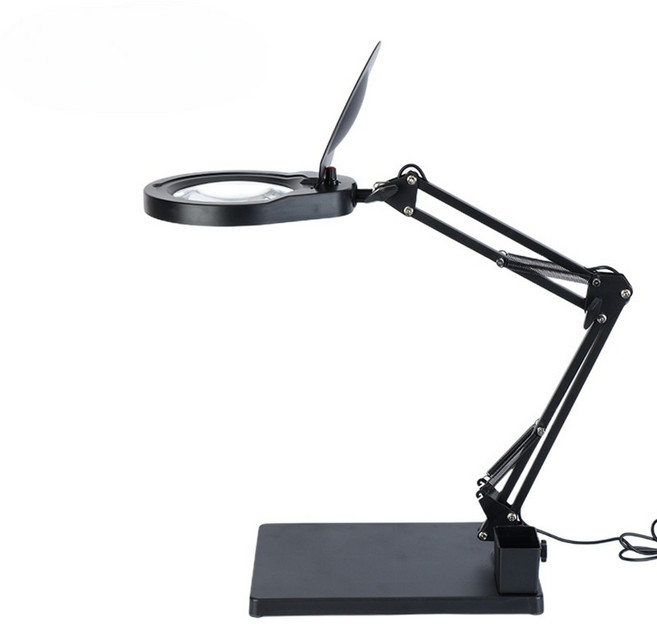 LED 조명 고배율 확대경 작업용 스탠드형 독서 전자기기 수리용, 1개, 블랙 30배 청유리