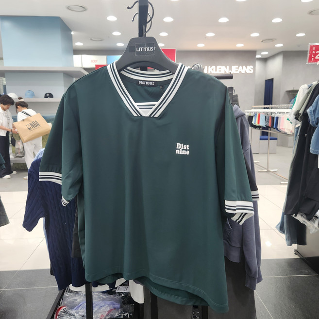 리트머스 (여성) 여성 V넥 트리코트 반팔티LP2TF254_GN