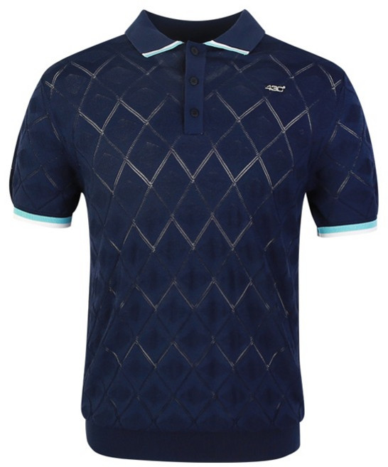 SNP골프 남성 아가일 라인 니트 롱 반팔티