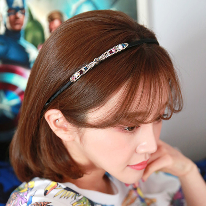 MISS21 심플 큐빅 리본 머리띠 헤어밴드 (hb539)