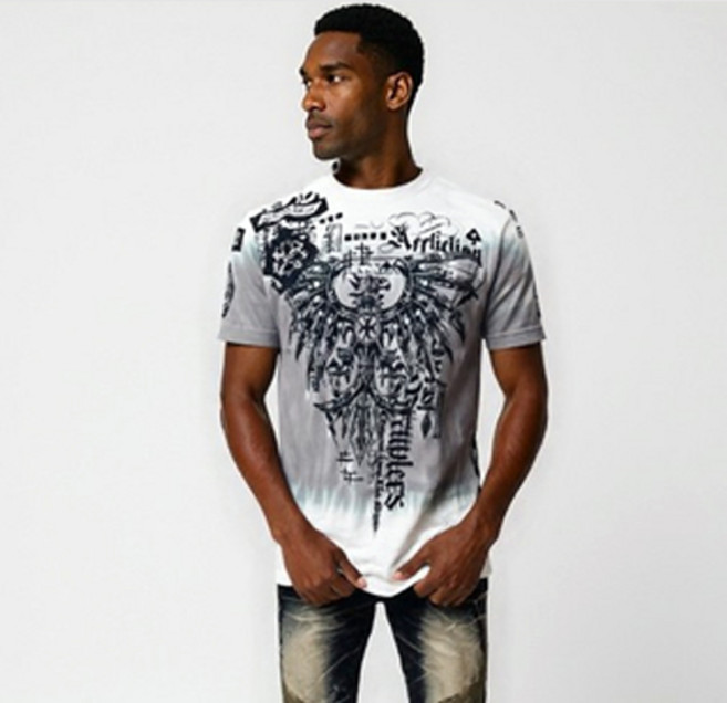 USA 어플릭션 타투패션 반팔티 메탈티 할리라이더반팔티셔츠 CA01601 화이트