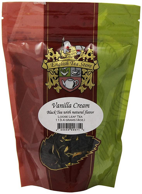 English Tea Store 루즈 리프 루이보스 허브 티 118.3ml(4온스), 바닐라 크림 천연 맛 홍차 파우치, 4 Ounce (Pack of 1), 1개, 1개