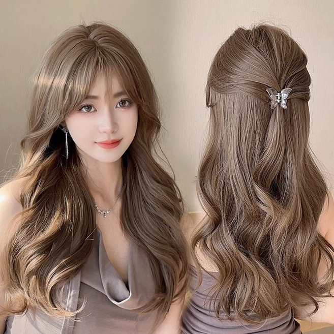 65cm 긴머리 곱슬머리 스타일리쉬한 빅웨이브 가발녀, 1개, 멜란지브라운