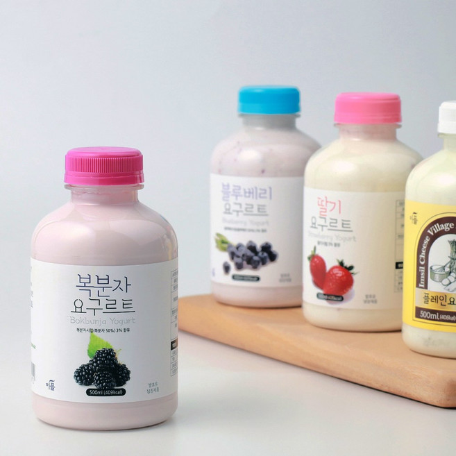 [산지마켓]임실 이플목장 천연 복분자 요구르트 국산원유100%, 4개, 500ml