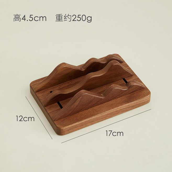 實木筆記本電腦立式支架 桌面收納胡桃木支撐架, 1個, 山隱款可調節雙槽胡桃木