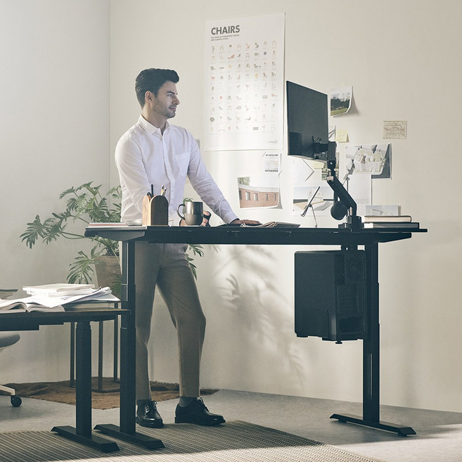 루나랩 높이조절 스탠딩 책상 듀얼모터 모션데스크 높낮이조절 블랙 커브 1200, L자 우측 화이트, 2000mm (기사설치)