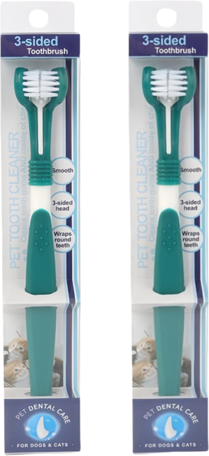 반려동물 최신형 강아지칫솔 고양이 구강 관리 고양이칫솔시즈키치, 다크그린, 2개