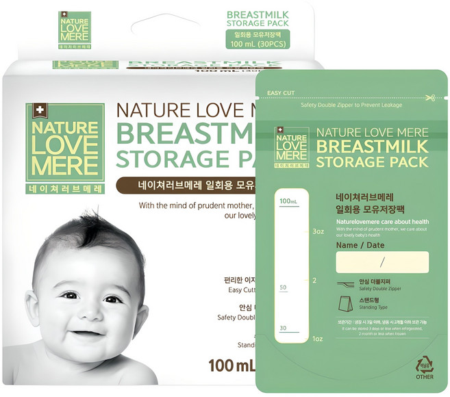 네이쳐러브메레 일회용 모유저장팩 100ml, 30개입, 1개