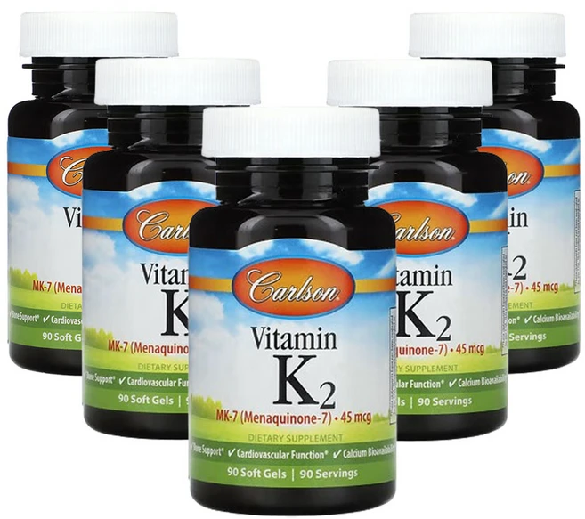 칼슨 비타민 K2 MK-7 45mcg 90소프트젤, 90정, 5개 - 쿠팡