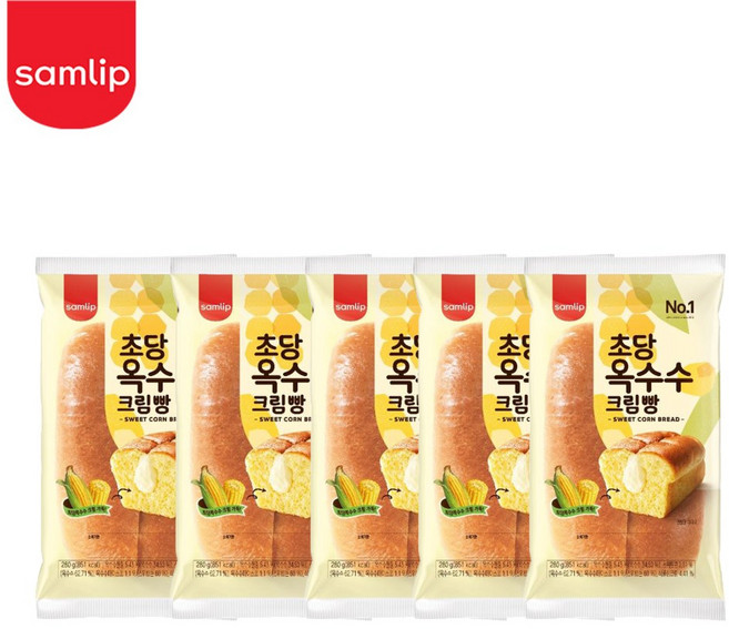 삼립 초당 옥수수크림빵 100g, 5개