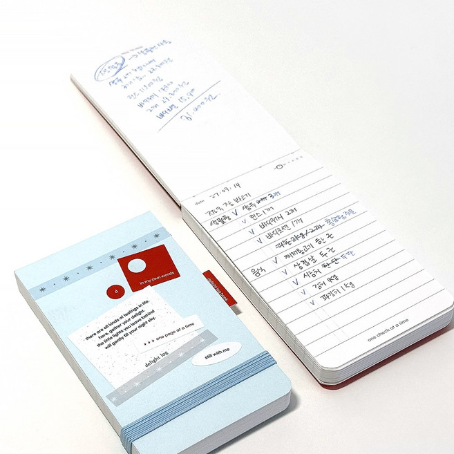 딜라이트 로그북 데일리 미니 감성 노트 일기 기록장 체크리스트 모눈 라인 트래커 다이어리, 1개, 스노우 블루