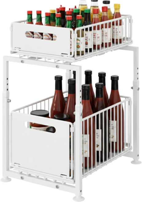 높이조절 뢰뷔셍 싱크대 하부장 슬라이딩 선반, 화이트, 1개