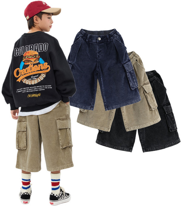 더베이지 가을 주니어 남아 7부 바지 딜리 피그 골덴 버뮤다 팬츠 J9305