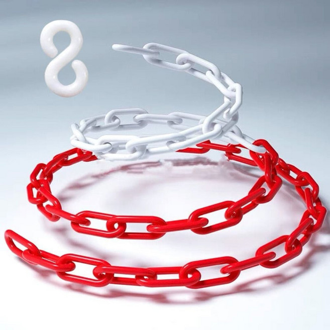 (쏘어링팜) 교통 주차금지차단봉 통제줄 안전줄 레드 체인 1m 차단 1m 출입경계줄 표시 금지 안전줄 간편설치 벨트, 1개