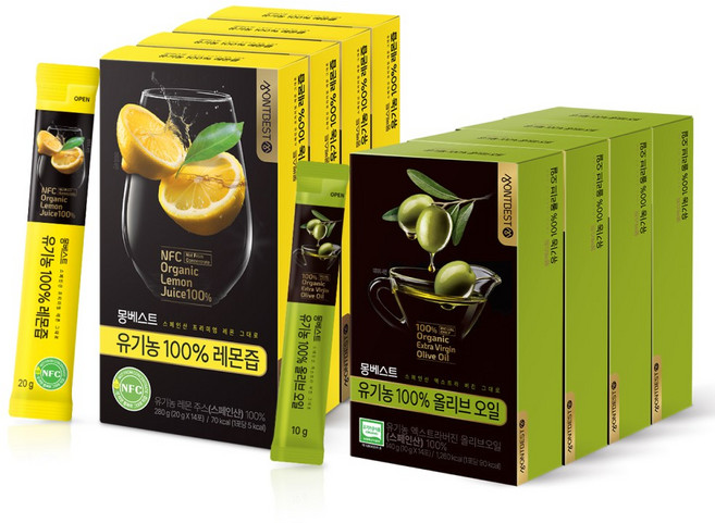 [올레샷 기획] 몽베스트 유기농 100% 올리브오일 + 유기농 100% 레몬즙, 4개, 420g
