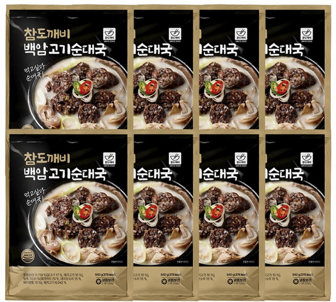 참도깨비 백암 고기순대국 640g 국내산 토종고기순대와 국내산 고기 가득, 8개