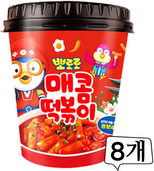 뽀로로 떡볶이 매콤8개 컵떡볶이, 120g, 8개
