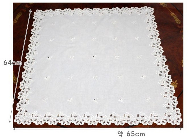 60수자수무릎덮개스카프손수건]사하라-내츄럴광목 (65 x 64cm)- 아사 면손수건 꽃무늬 여성용 머릿수건 목수건 등산수건 무릎수건