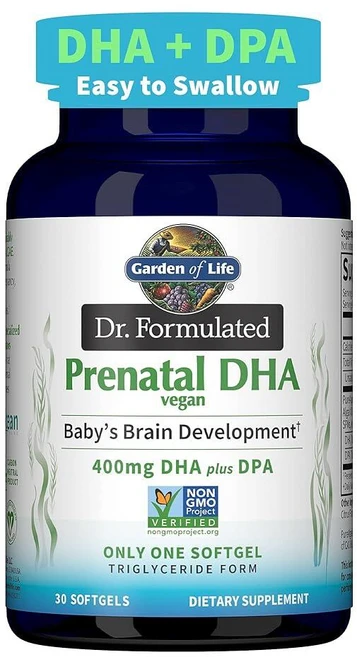 Garden of Life (가든 오브 라이프) Dr. Formulated Vegan Prenatal DHA 400 mg 30 Softgels, 1팩, 30정 - 쿠팡