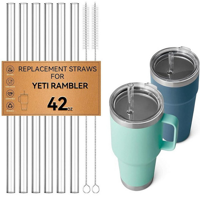 YETI 1.2L(42온스) 992.2g(35온스) 텀블러용 빨대 Yeti Rambler 빨대 뚜껑 컵용 교체 빨대 1.2L(42온스) 992.2g(35온스) 재사용 가능, 42oz