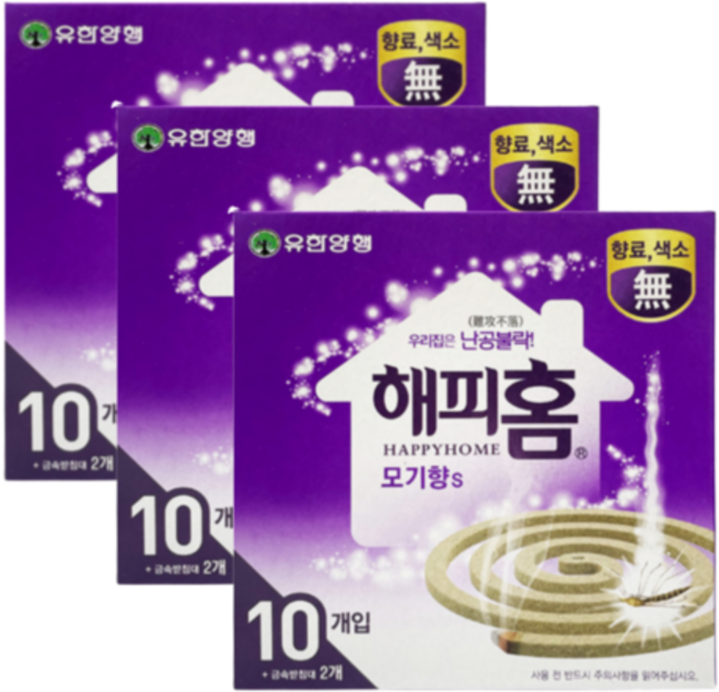 모기향 좀벌레퇴치법 유한양행 해피홈 10p 3개, 130g