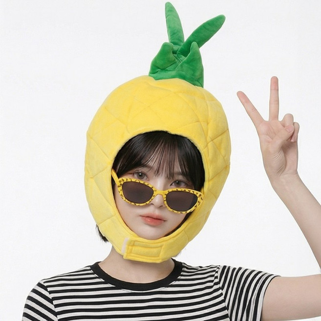 말랑마쥬 킹받는 우정 파티모자 할로윈 인생네컷 소품, 1개, 파인애플