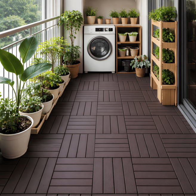 일상포인트 간편설치 조립식 베란다 데크타일, 9개, 브라운