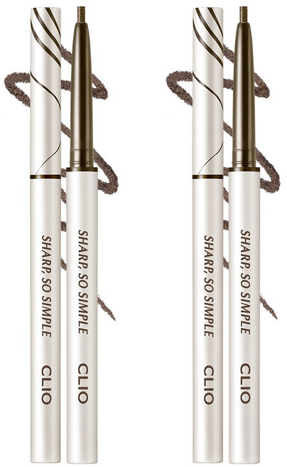 [1+1] 클리오 샤프 쏘 심플 워터프루프 펜슬 라이너 AD, 004 다크 브라운, 2개