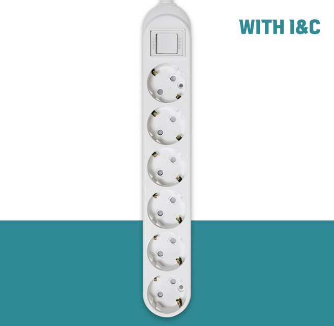 위드아이엔씨 국산 과부하차단 통합스위치 멀티탭 절전형 6구 WI-MC1061, 3m, 1개, 화이트