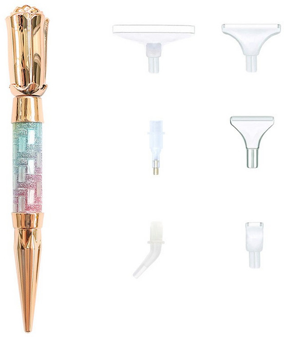 뉴타임즈 고급펜 세트 드 부자재 취미 작업도구 파란색 DIY 고급형 보석십자수 펜세트 도구 보석십자수 도구 포인트 펜세트, 1세트, 2호점 드릴링 펜+플라스틱 6장