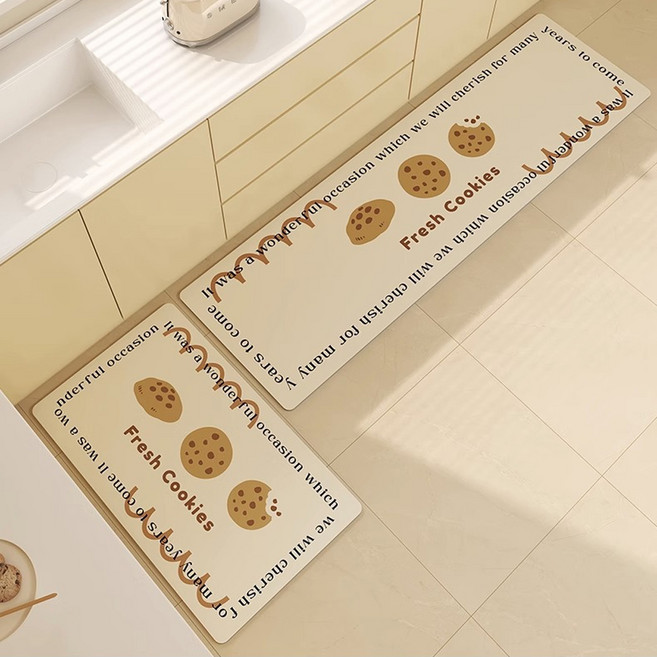 Pogeuni 주방 발매트 2종 세트 방수 다용도 간편세척 싱크대 발매트 주방매트, 쿠키 세트, 1개