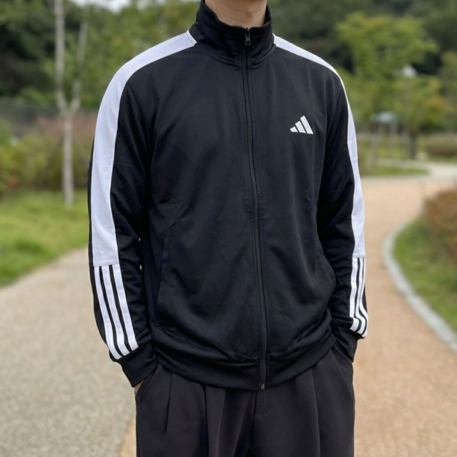 아디다스 남성용 트랙탑 집업 져지 운동복 트레이닝복 추리닝 자켓 헬스 전용 대형 스포츠 타월 세트